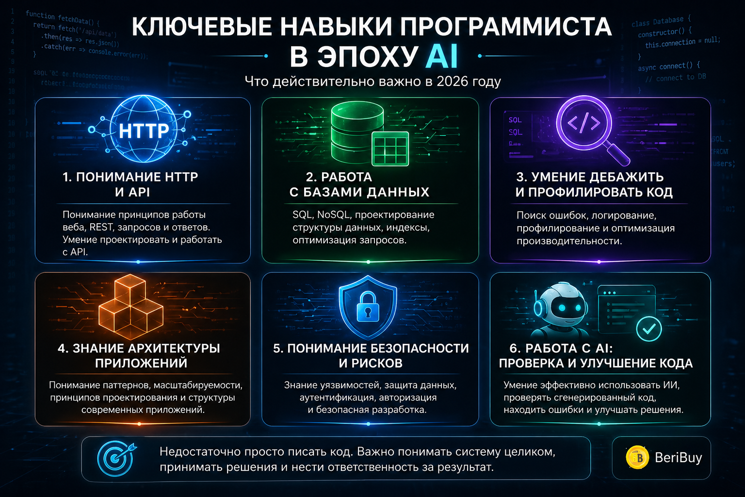 Какие навыки нужны программисту: API, базы данных, архитектура, AI