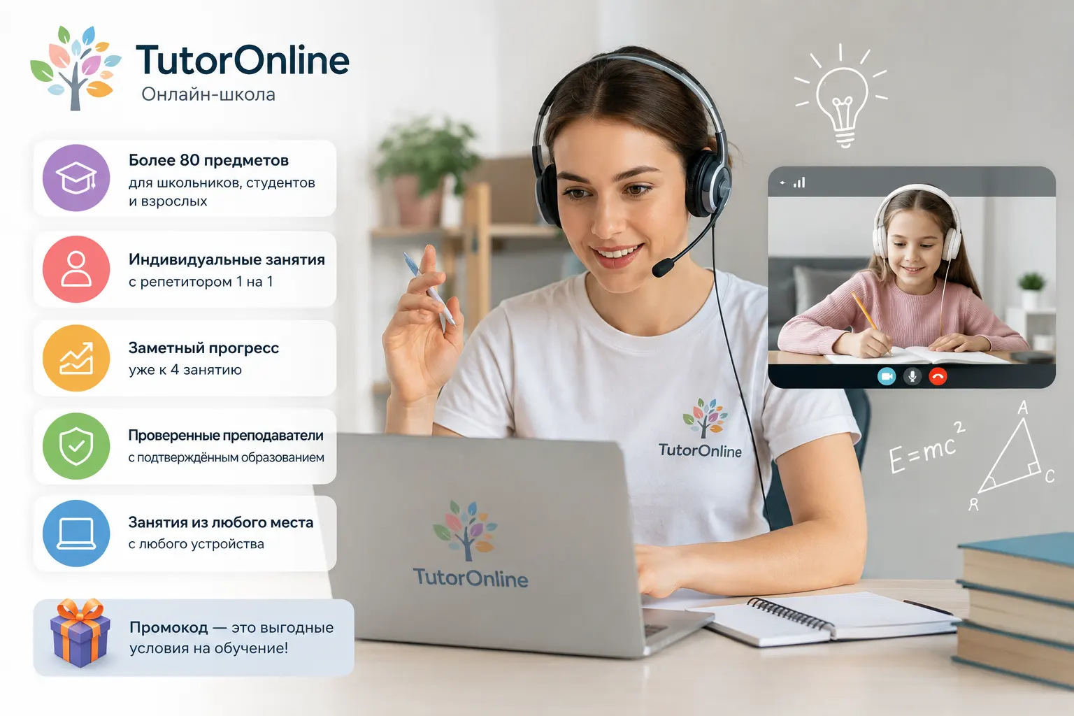 Промокод TutorOnline и онлайн-репетитор для подготовки к ЕГЭ, ОГЭ и школьным предметам